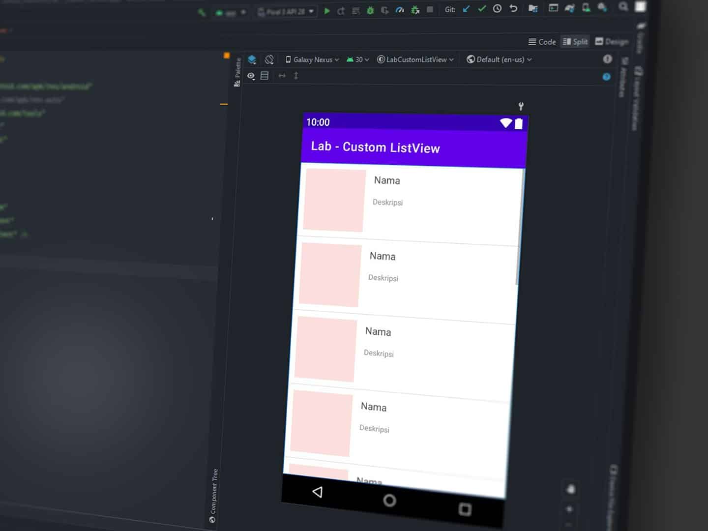 Schermata del computer che mostra il codice di sviluppo di app mobili.